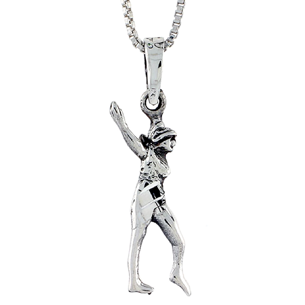 Sterling Silver Gymnast Pendant, 1 1/8 inch tall