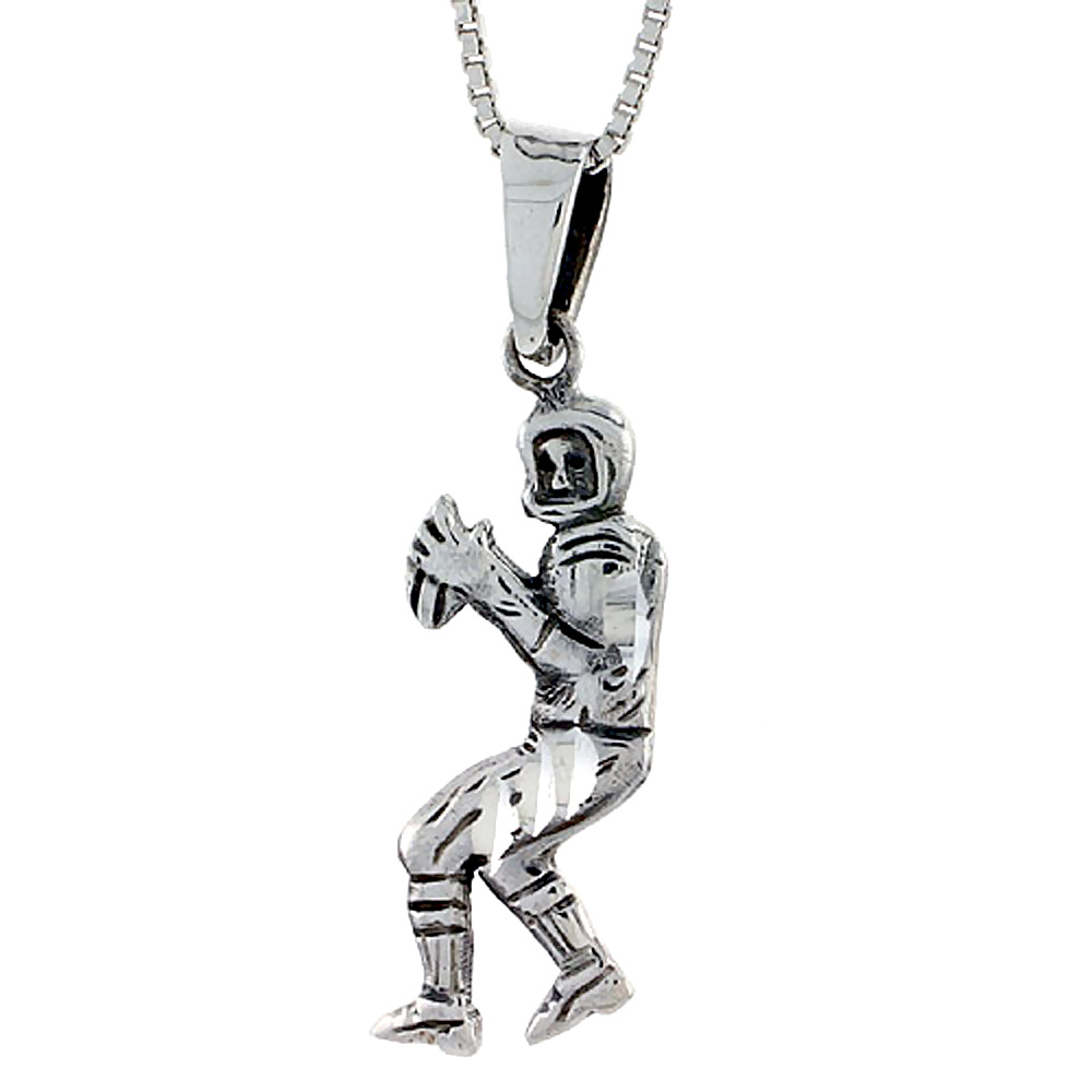 Sterling Silver Football Player Pendant, 1 3/8 inch tall