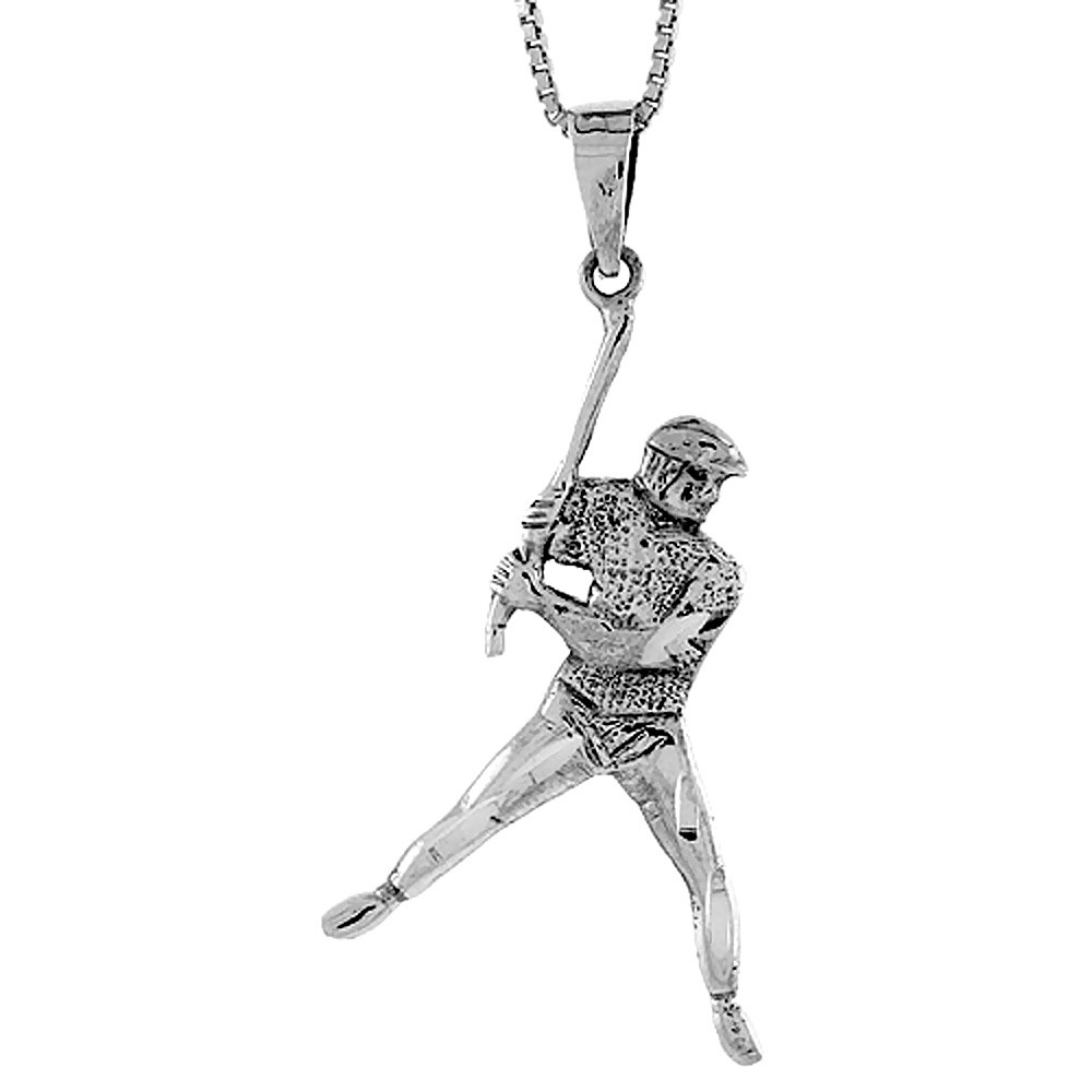 Sterling Silver Baseball Pendant, 1 3/4 inch tall