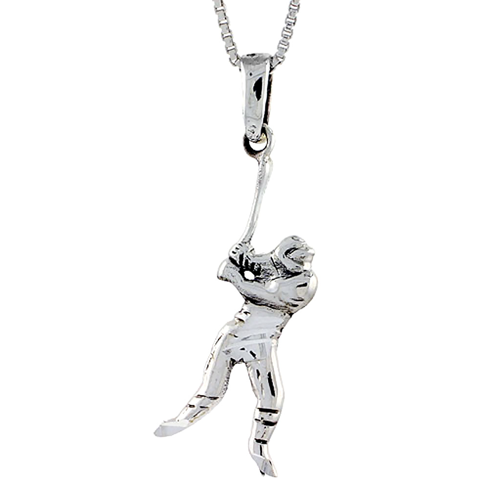 Sterling Silver Baseball Pendant, 1 1/2 inch tall