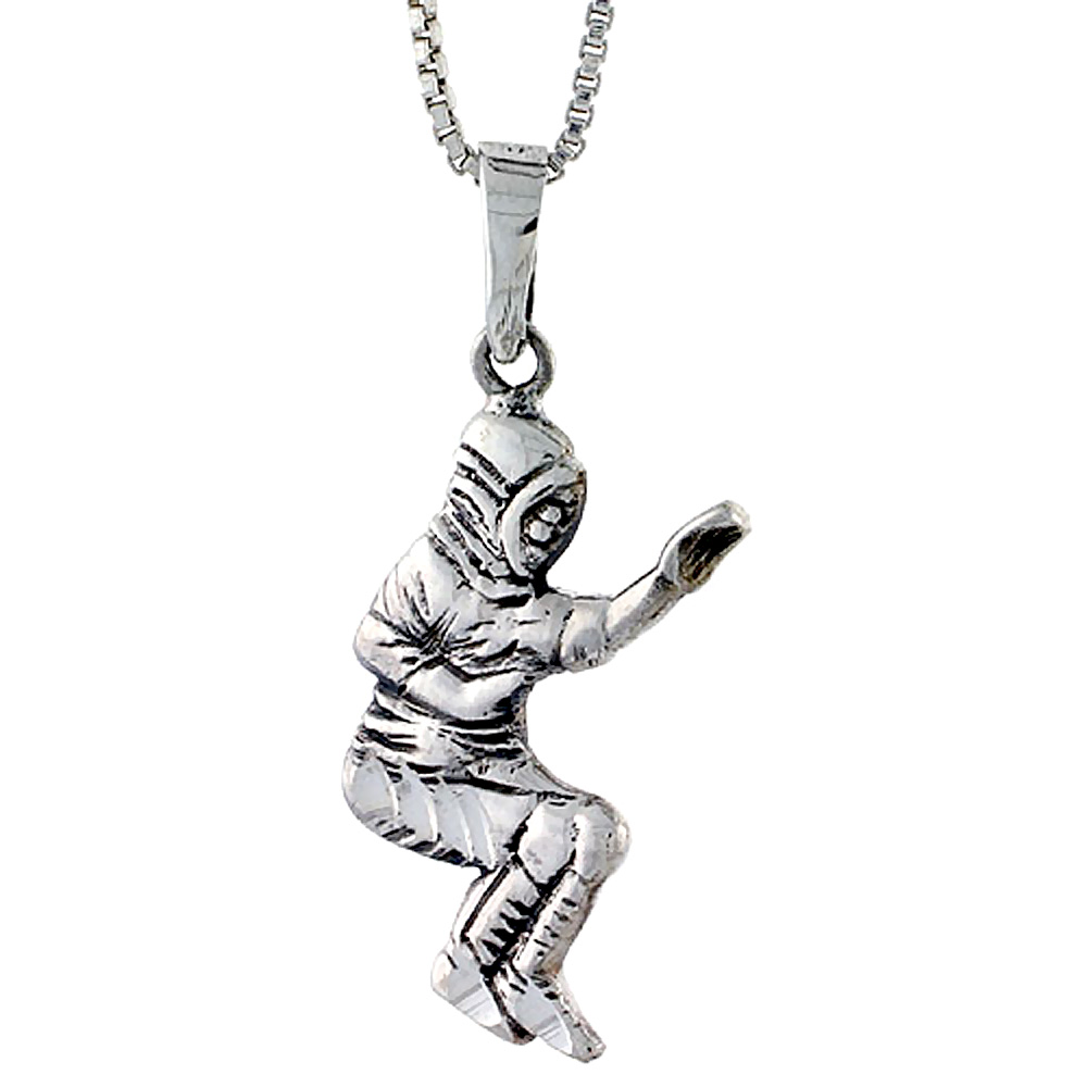 Sterling Silver Baseball Pendant, 1 1/2 inch tall