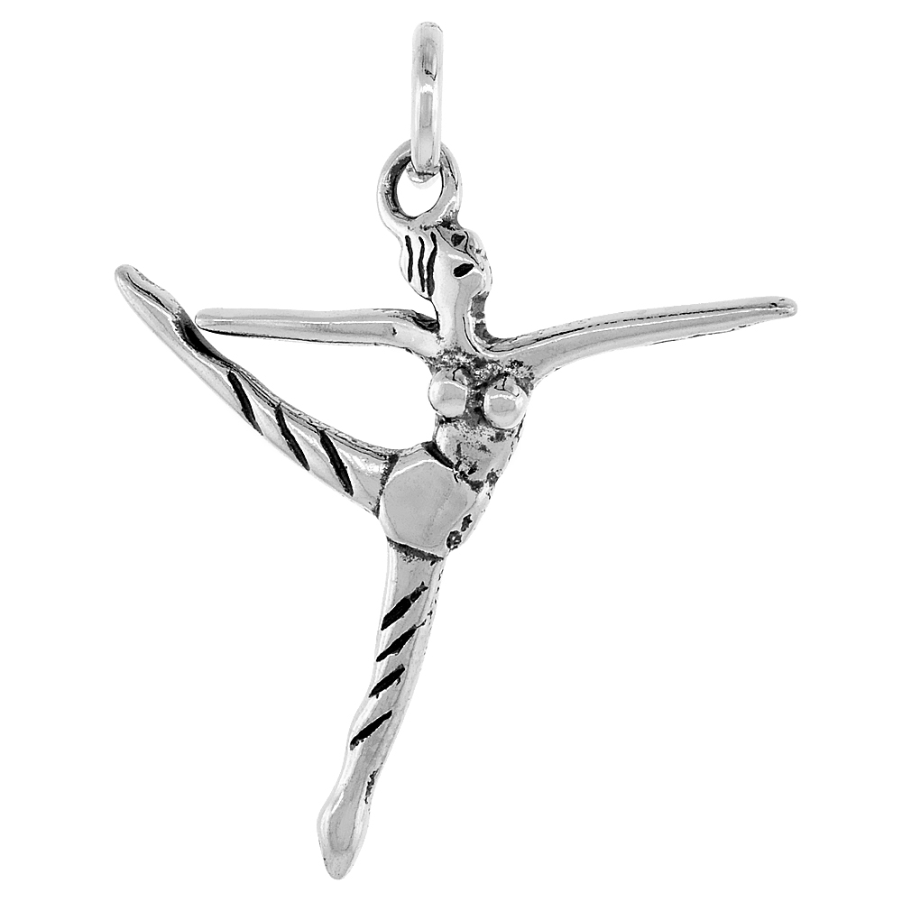 Sterling Silver Ballet Dancer (Ballerina) Pendant, 1 1/8 inch tall