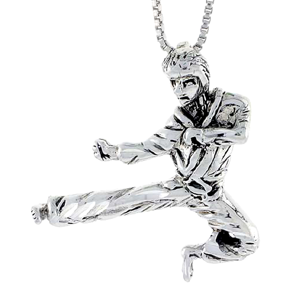 Sterling Silver Judo / Karate Pendant, 1 1/8 inch tall