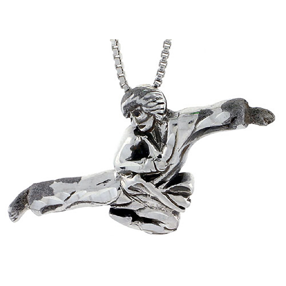 Sterling Silver Judo / Karate Pendant, 3/4 inch tall