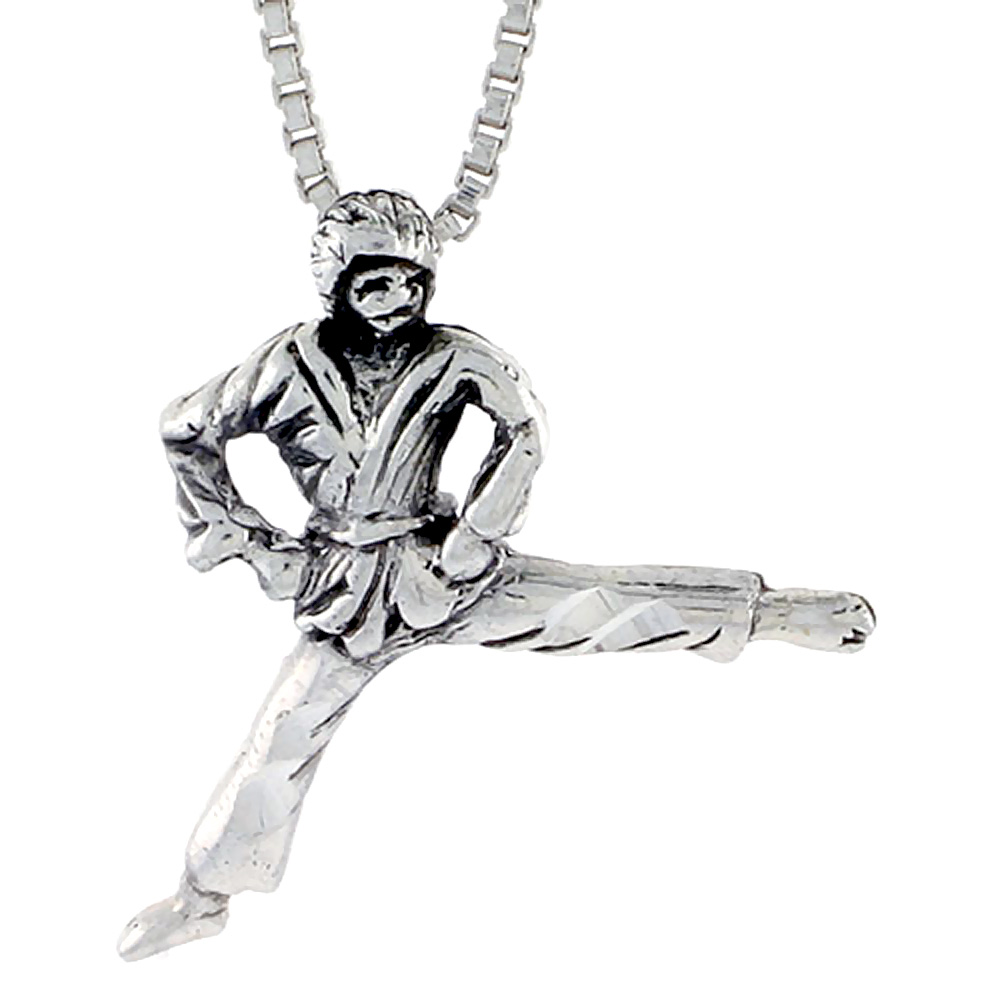 Sterling Silver Judo / Karate Pendant, 3/4 inch tall