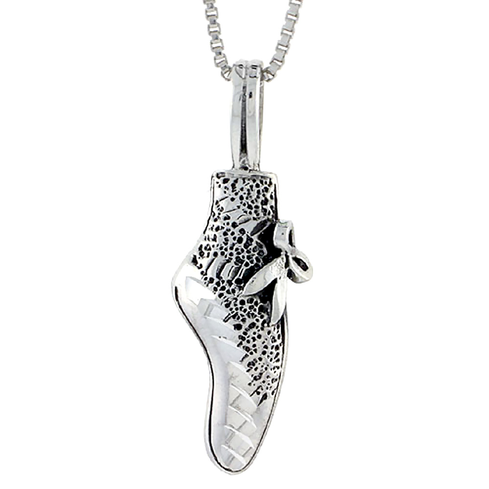 Sterling Silver Ballet Shoes Pendant, 1 3/8 inch tall