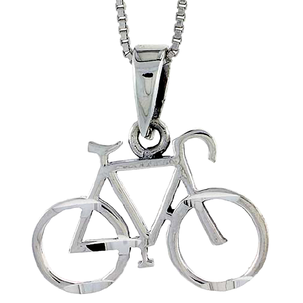 Sterling Silver Bicycle Pendant, 1 1/16 inch