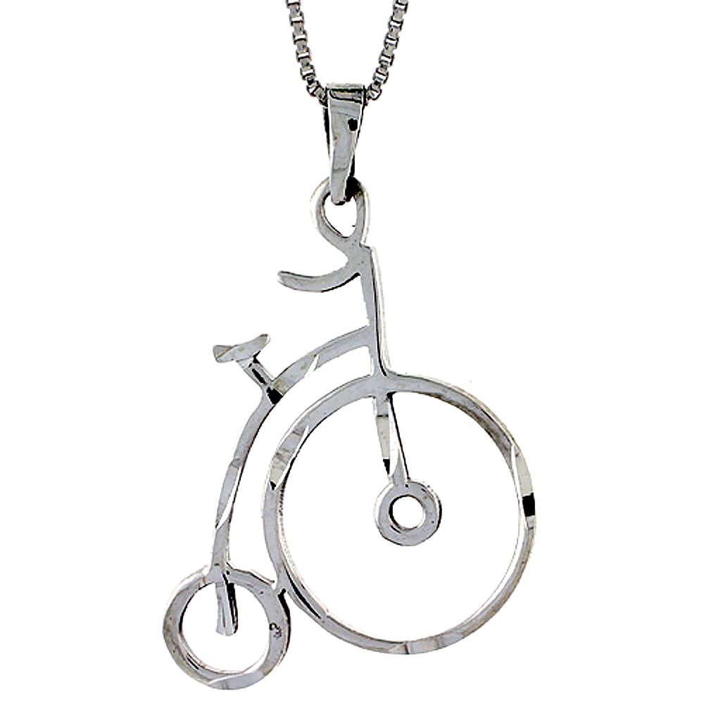 Sterling Silver Bicycle Pendant, 1 1/2 inch