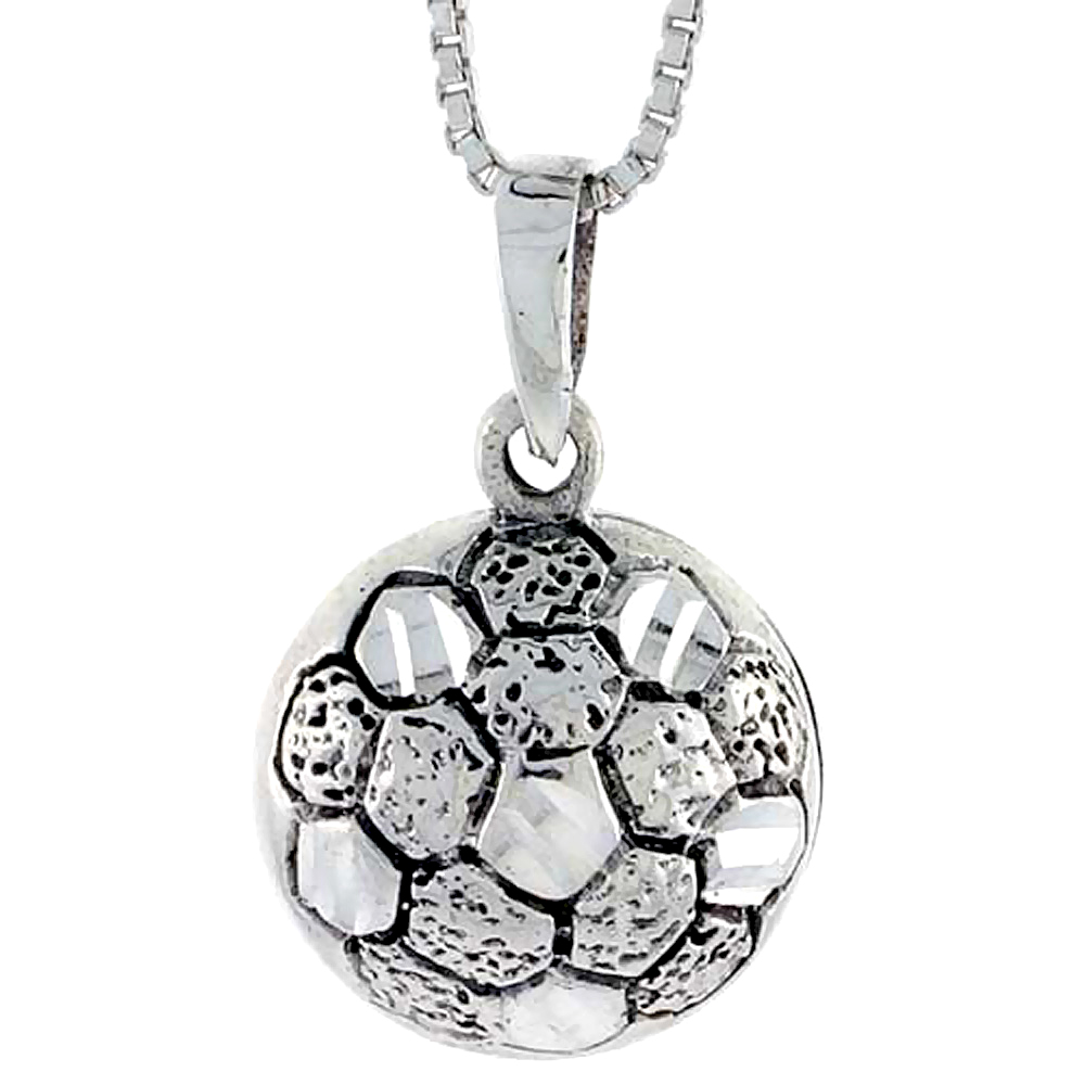 Sterling Silver Soccer Ball Pendant, 7/8 inch