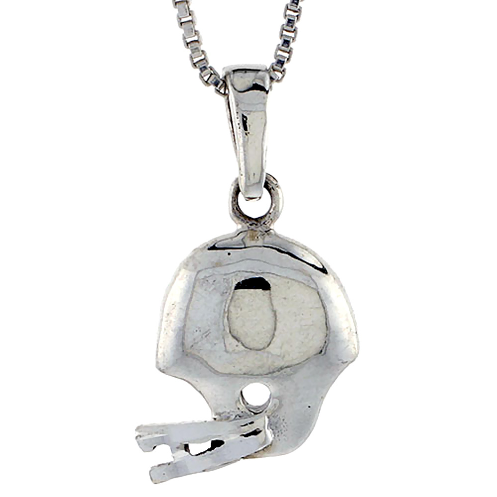 Sterling Silver Football Helmet Pendant, 1 inch