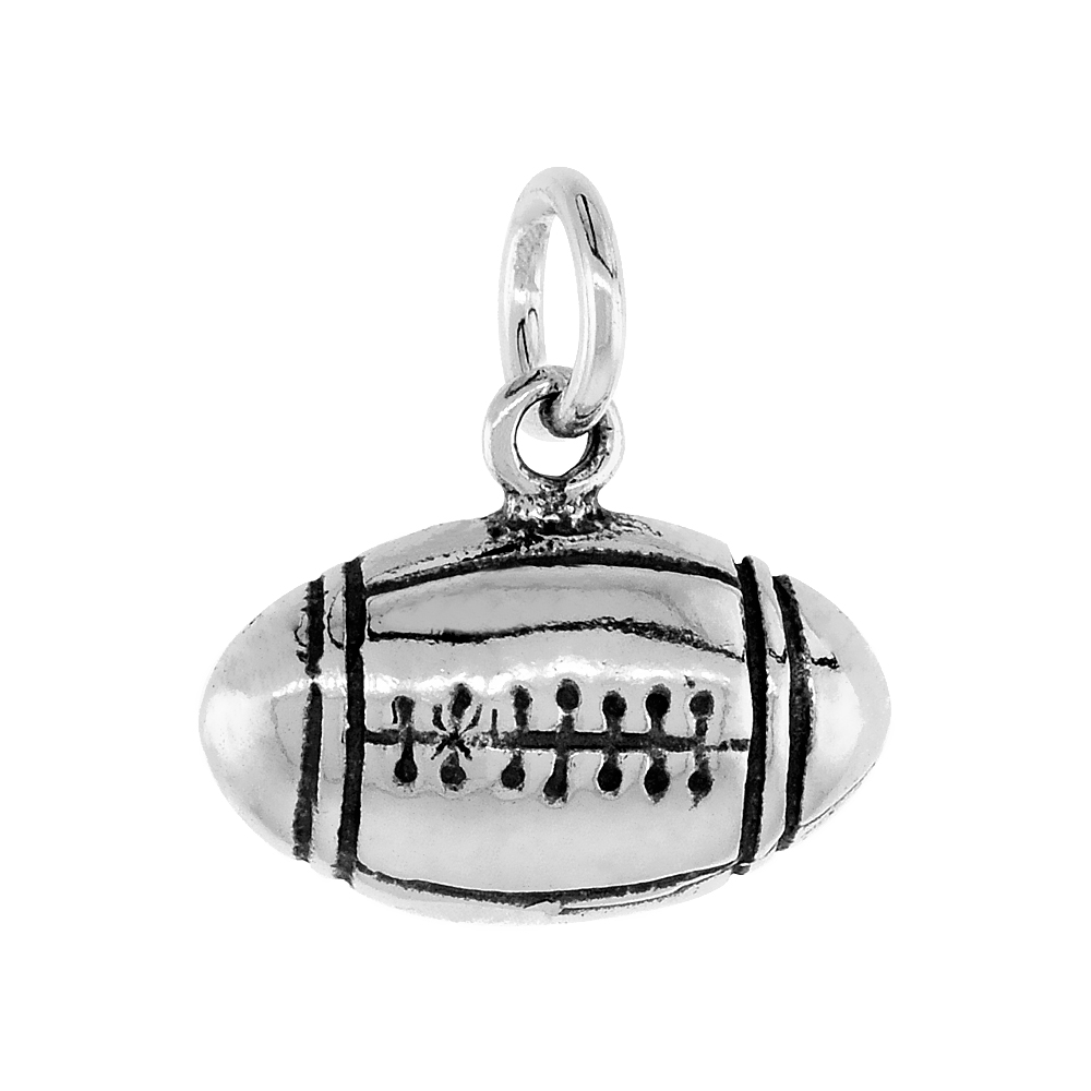 Sterling Silver Football Pendant, 3/4 inch