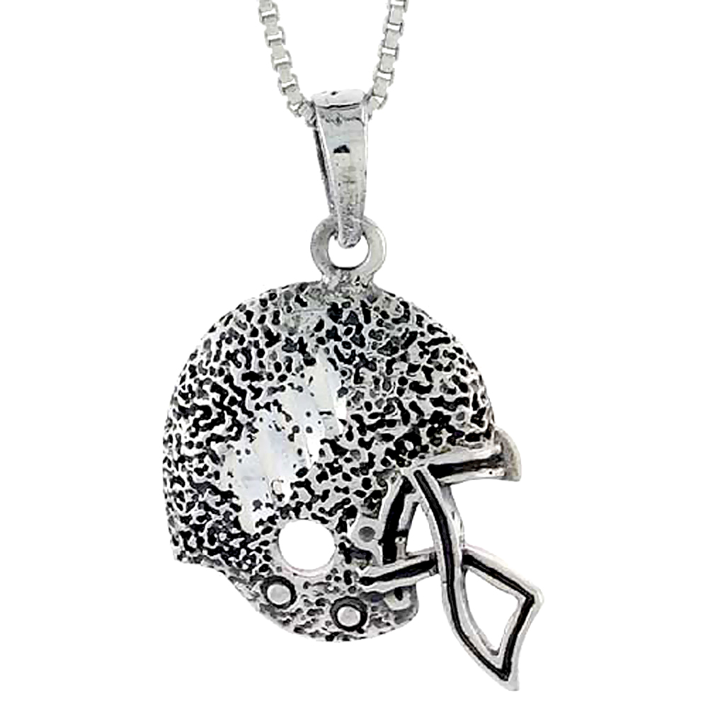 Sterling Silver Football Helmet Pendant, 1 1/16 inch