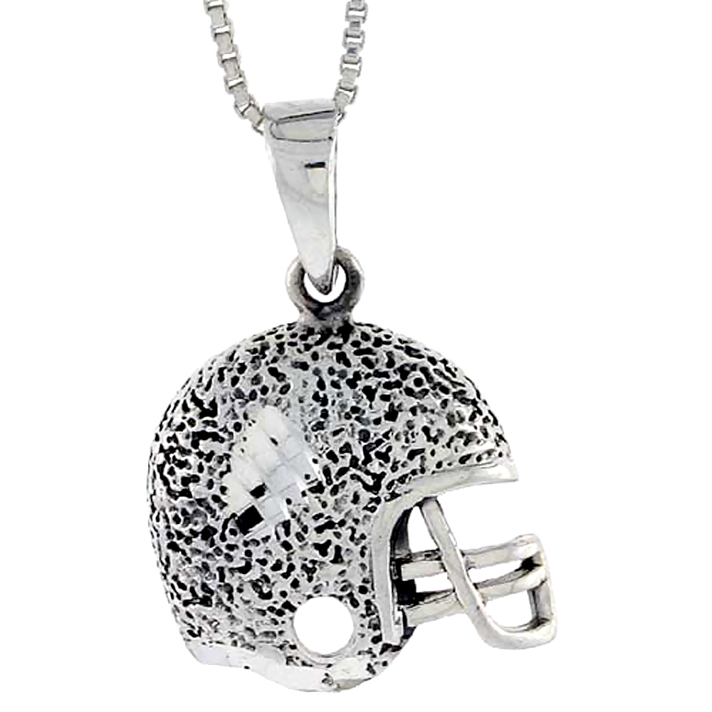 Sterling Silver Football Helmet Pendant, 1 inch