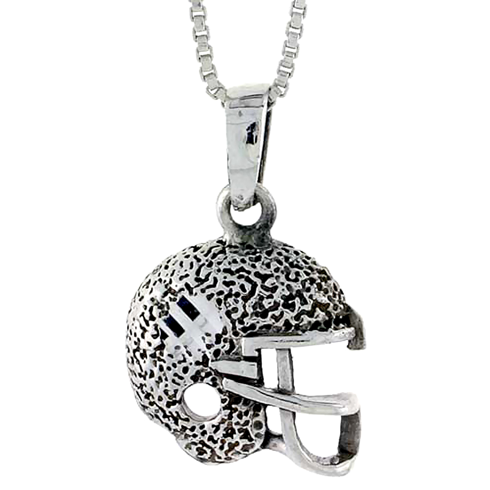 Sterling Silver Football Helmet Pendant, 1 inch