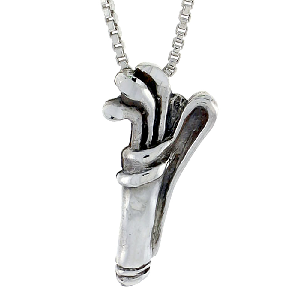 Sterling Silver Antique Golf Bag Club Pendant, 3/4 inch