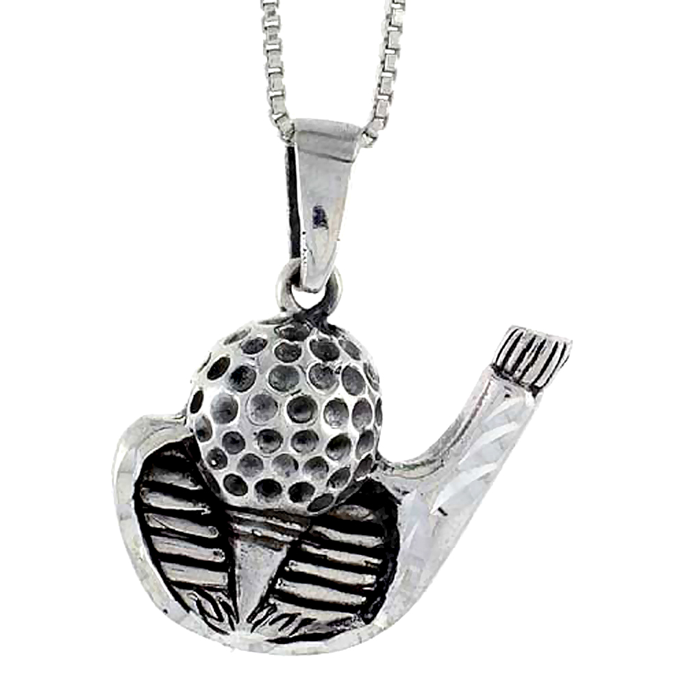 Sterling Silver Golf Club with Ball Pendant, 1 1/16 inch