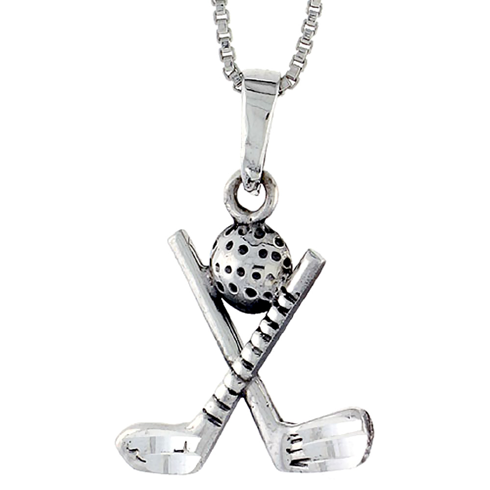 Sterling Silver Golf Club with Ball Pendant, 1 1/16 inch