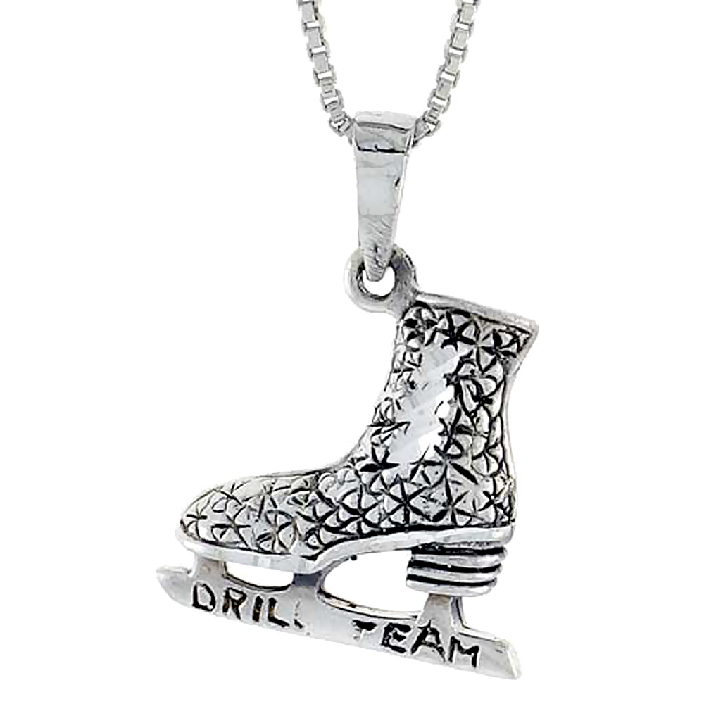 Sterling Silver Ice Skates Pendant, 1 inch