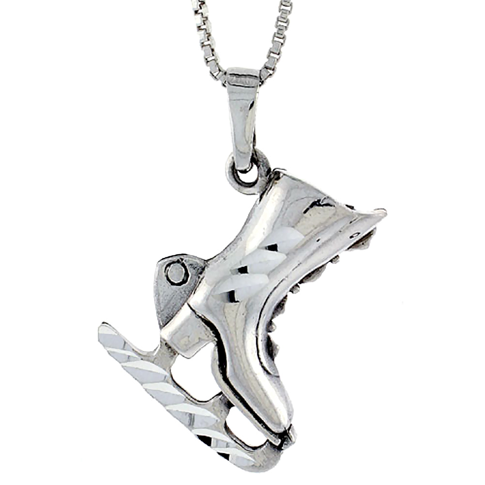 Sterling Silver Ice Skates Pendant, 1 1/16 inch