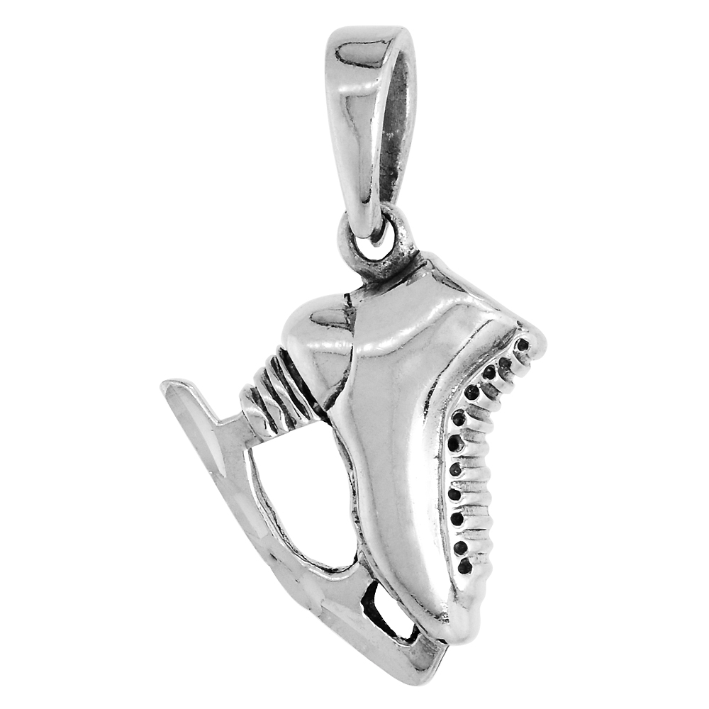 Sterling Silver Ice Skates Pendant, 3/4 inch tall