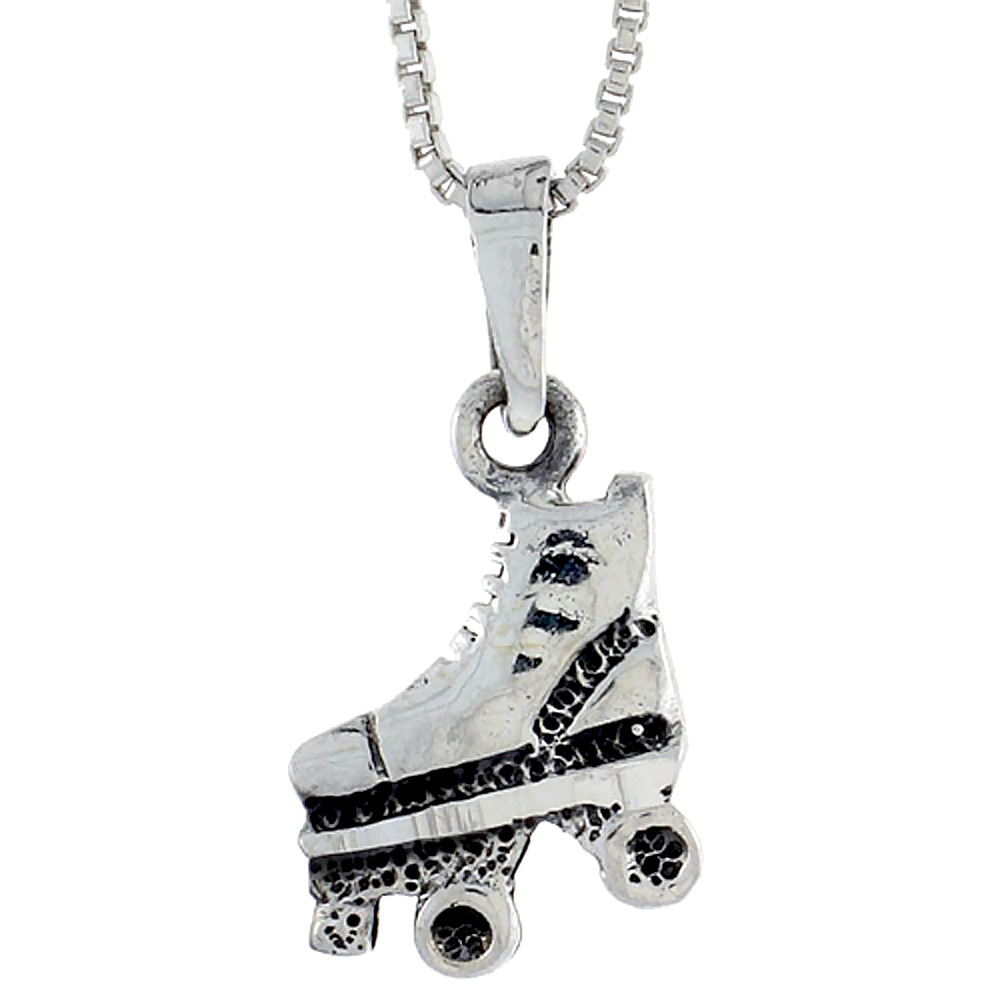 Sterling Silver Roller Skates Pendant, 3/4 inch