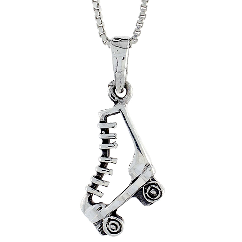 Sterling Silver Roller Skates Pendant, 3/4 inch