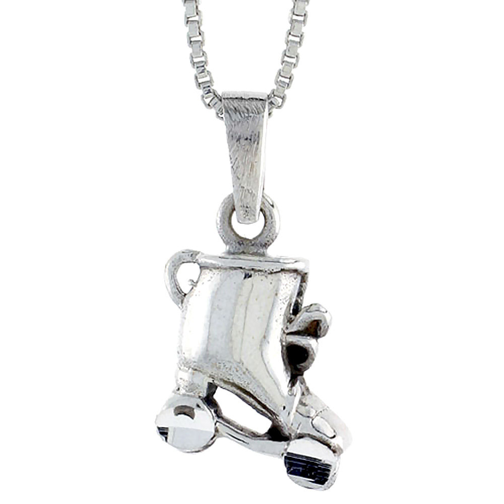 Sterling Silver Roller Skates Pendant, 3/4 inch