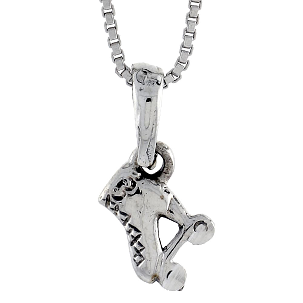 Sterling Silver Roller Skates Pendant, 5/8 inch