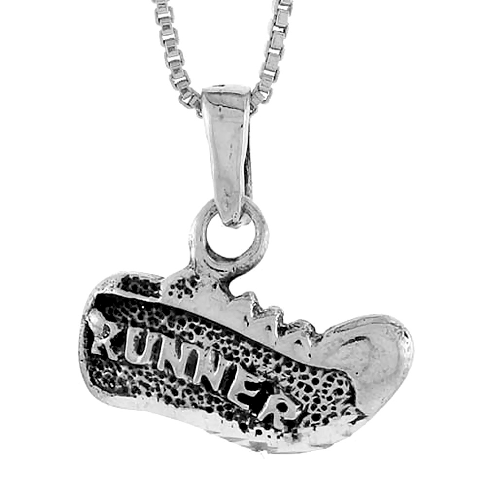 Sterling Silver Running Shoe Pendant, 5/8 inch