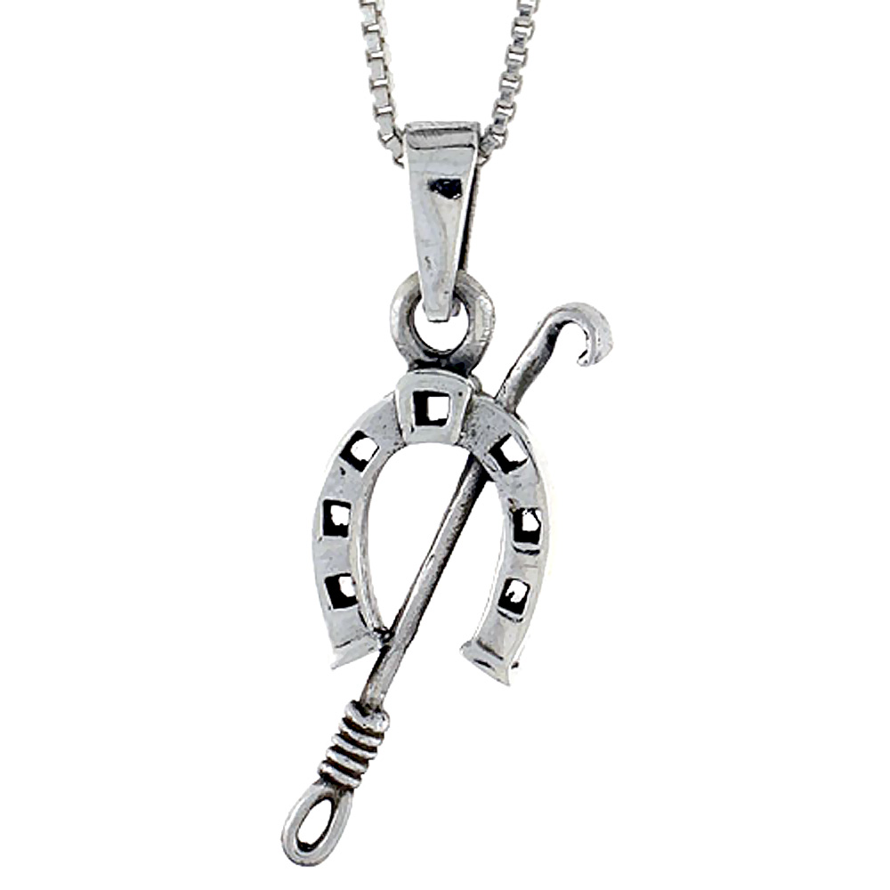 Sterling Silver Horse Jockey's Accessories Pendant, 1 1/8 inch