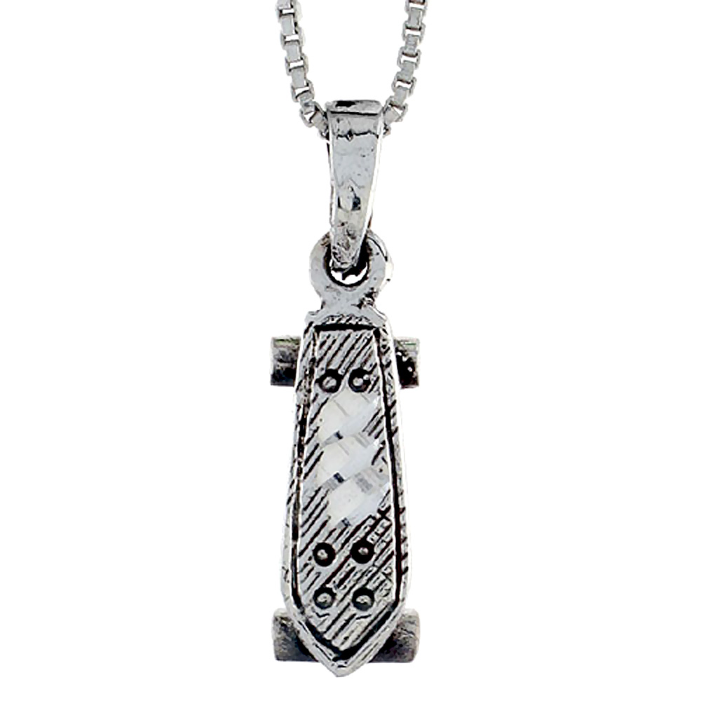 Sterling Silver Skateboard Pendant, 1 inch