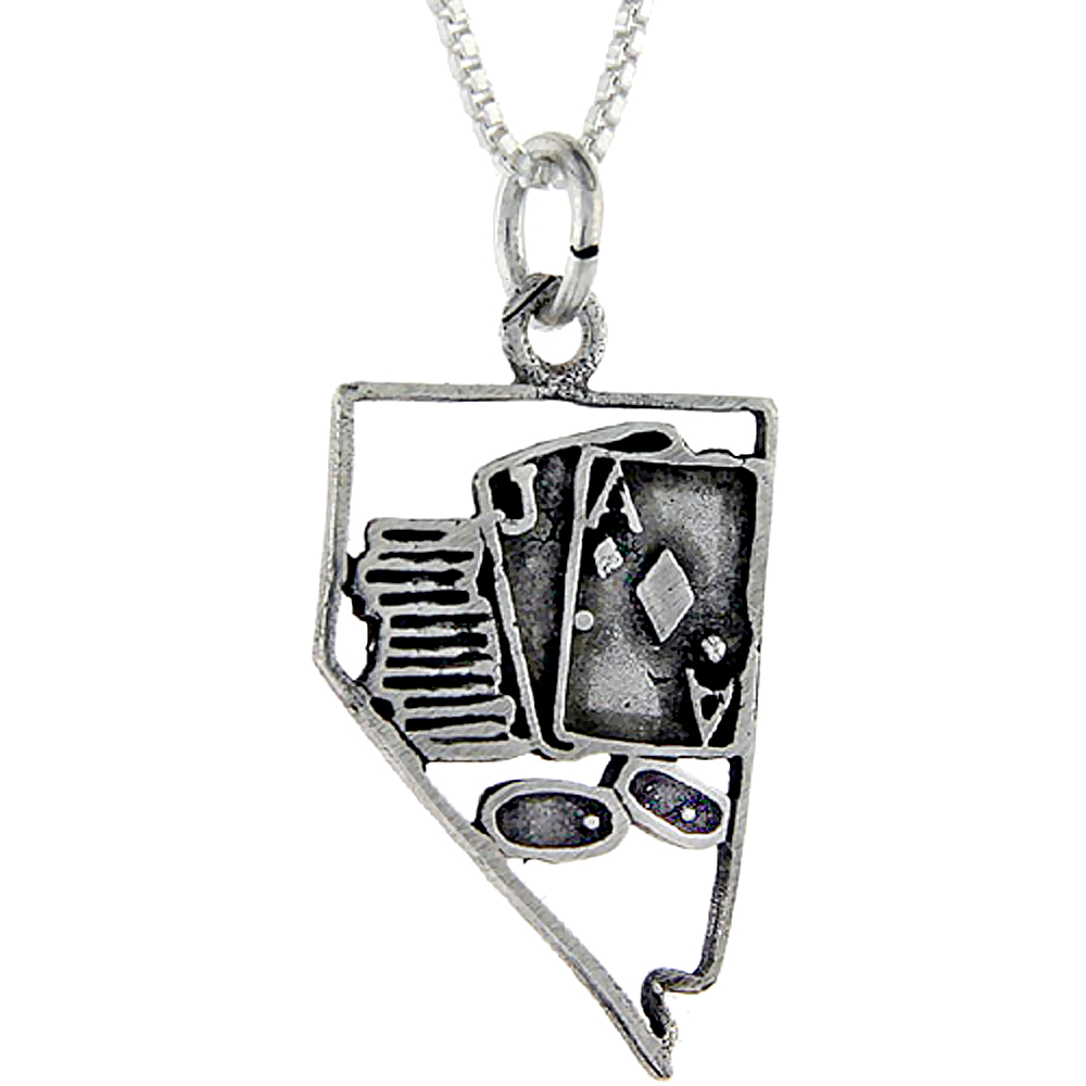 Sterling Silver Nevada Word Pendant, 1 inch wide