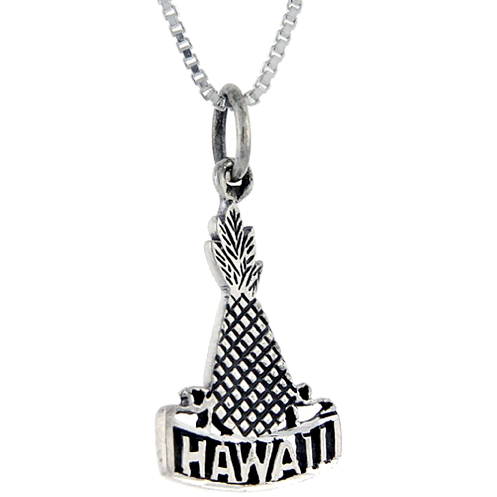 Sterling Silver Hawaii Word Pendant, 1 inch wide