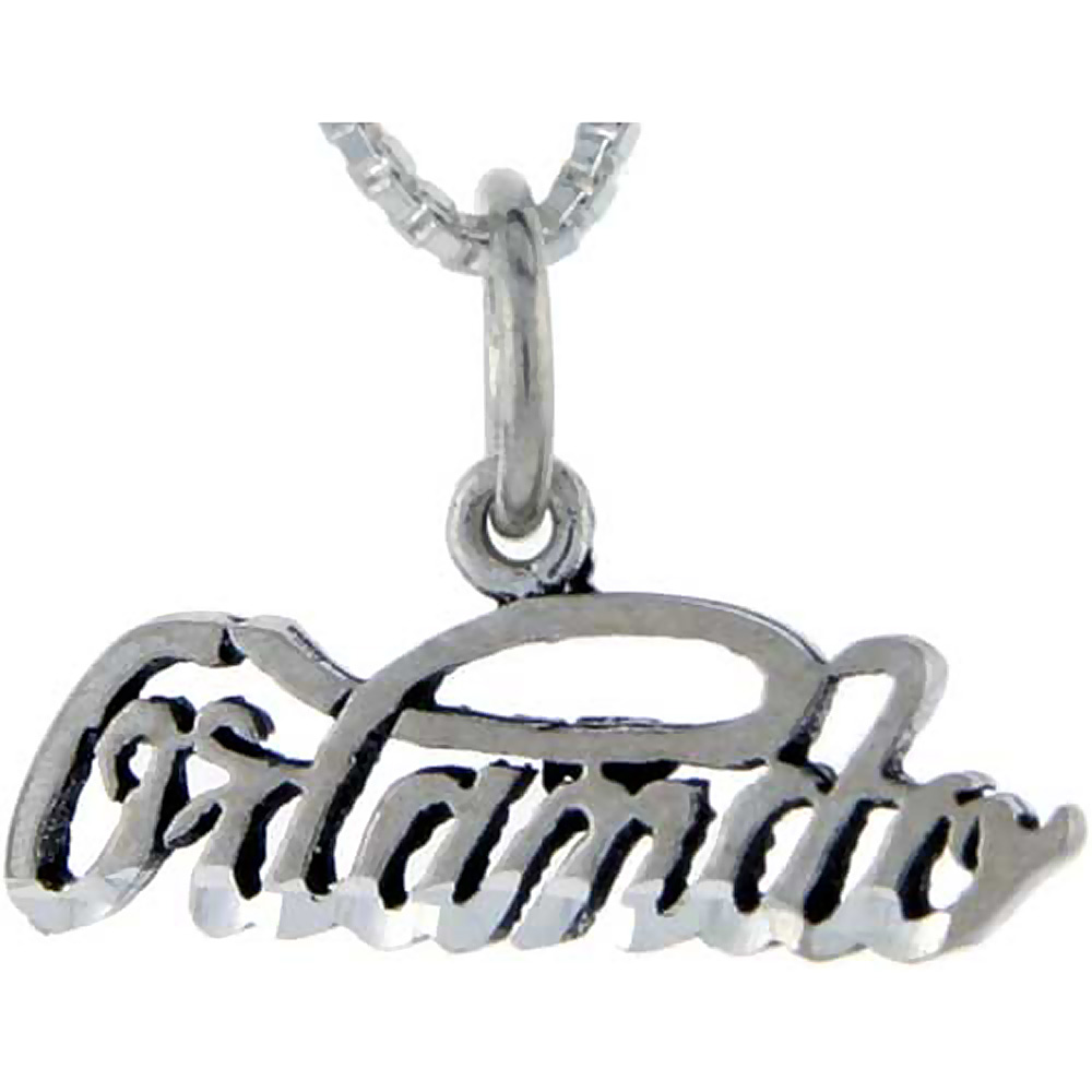 Sterling Silver Orlando Word Pendant, 1 inch wide