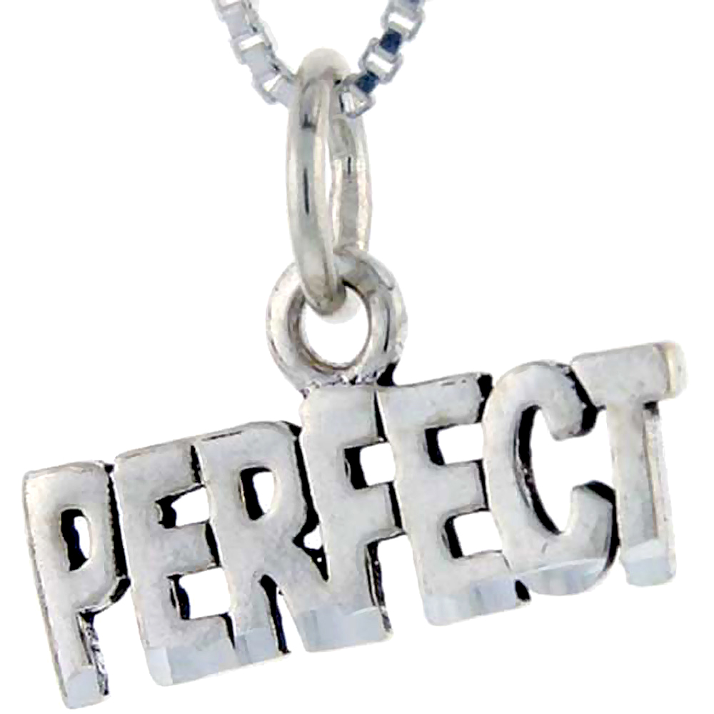 Sterling Silver Perfect Word Pendant, 1 inch wide