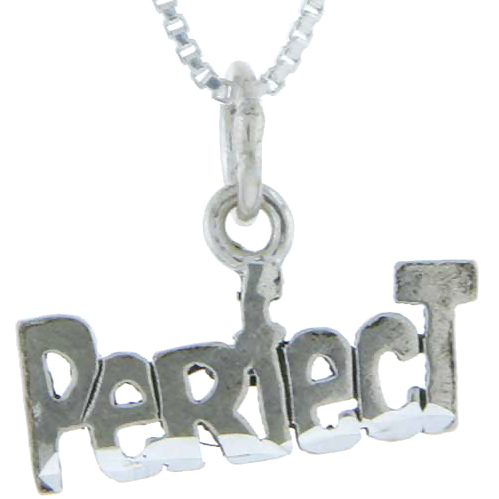 Sterling Silver Perfect Word Pendant, 1 inch wide