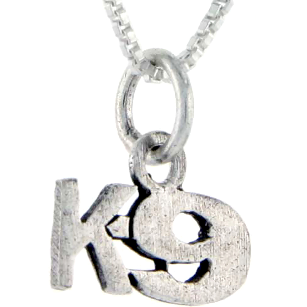 Sterling Silver K9 Word Pendant, 1 inch wide