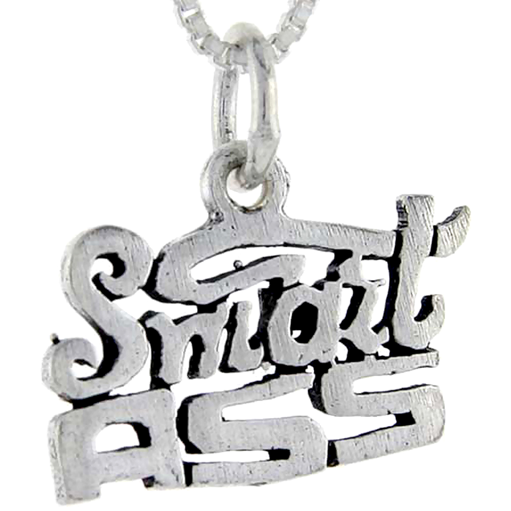 Sterling Silver Smart Ass Word Pendant, 1 inch wide