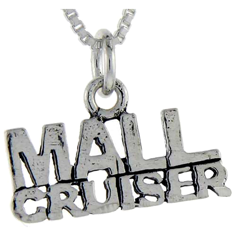 Sterling Silver Mall Cruiser Word Pendant, 1 inch wide