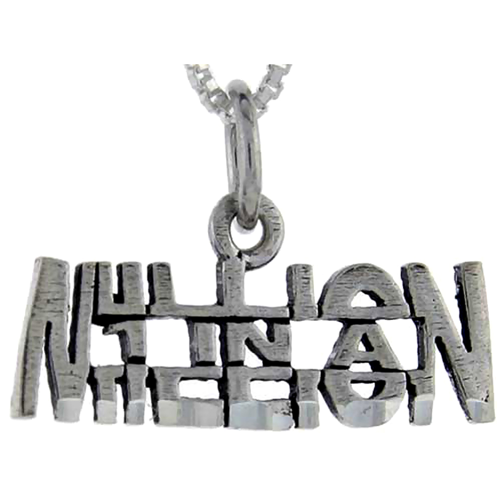 Sterling Silver One in a Million Word Pendant, 1 inch wide