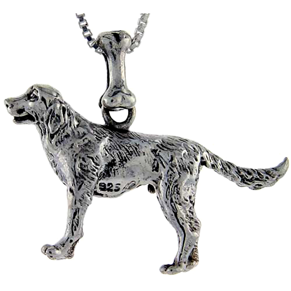 Sterling Silver Golden Retriever Dog Pendant �