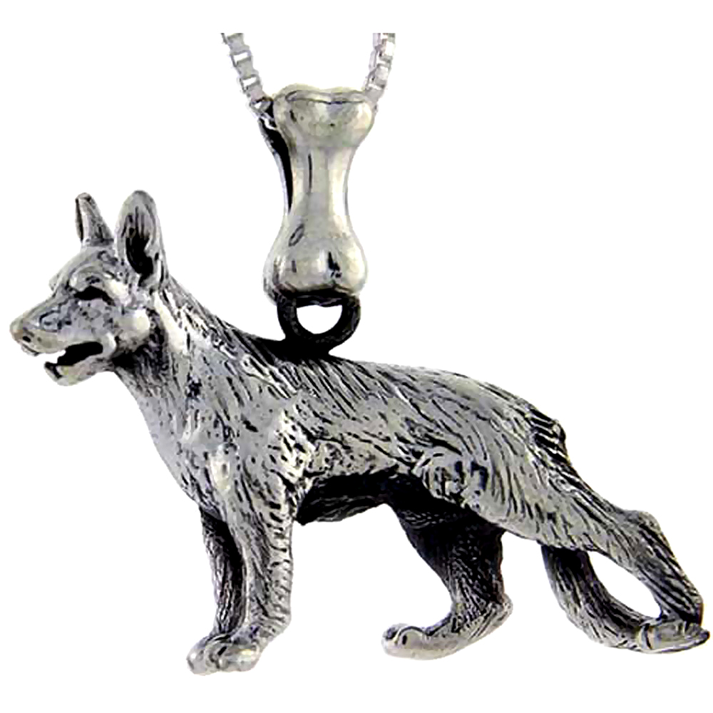 Sterling Silver German Shepherd Dog Pendant �