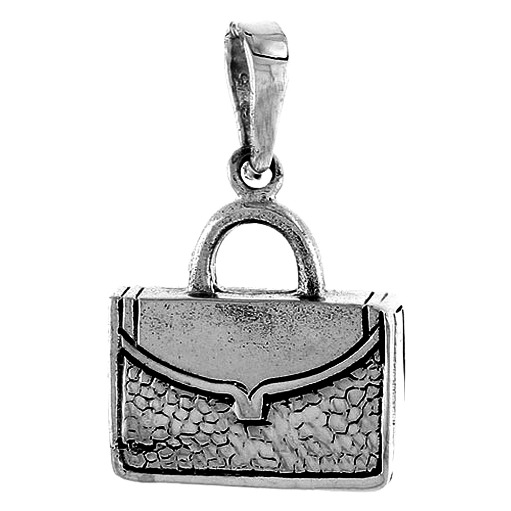 Sterling Silver Briefcase Pendant, 3/4 inch wide