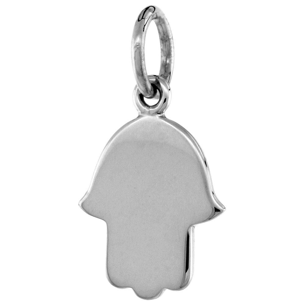 Sterling Silver (Hand of God ) Plain Hamsa Pendant 1/2 inch wide