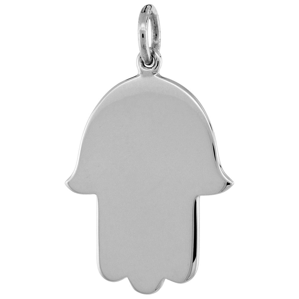 Sterling Silver ( Hand of God ) Plain Hamsa Pendant 1 inch wide