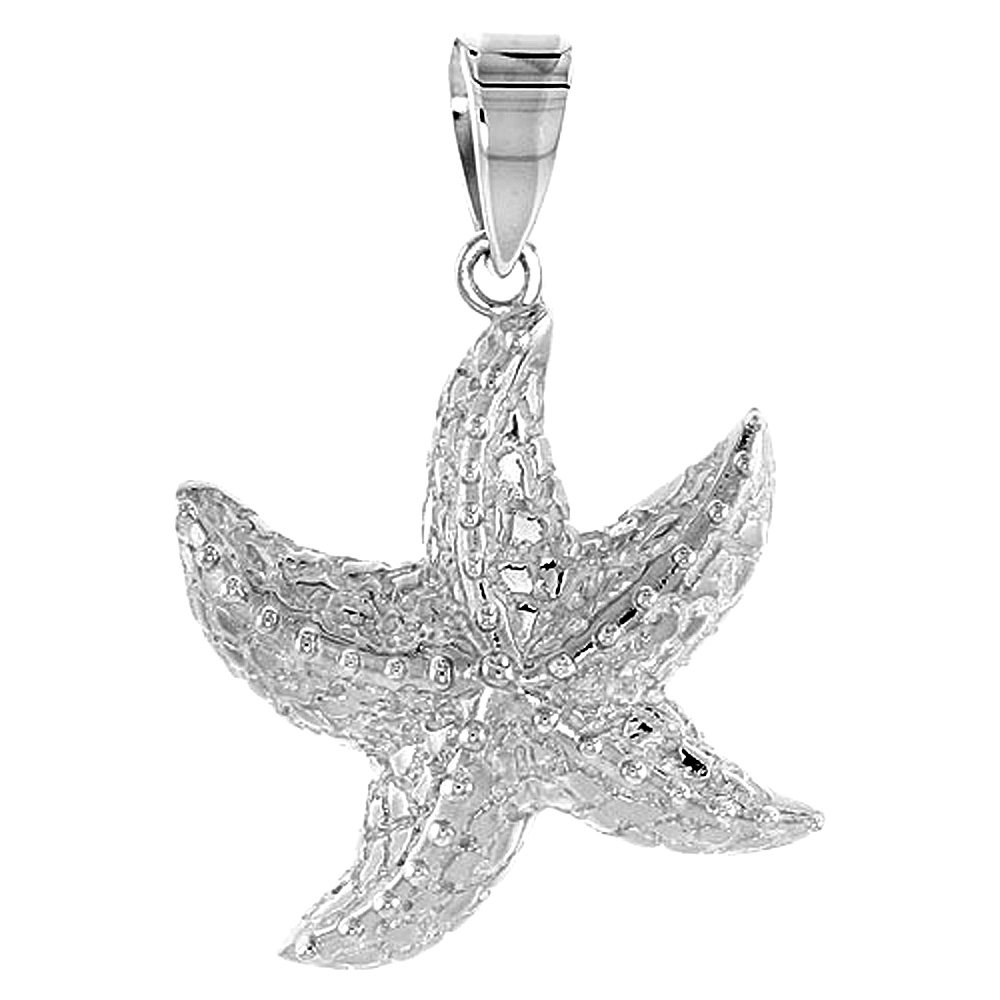 Sterling Silver Starfish Pendant Flawless Quality, 1 inch wide