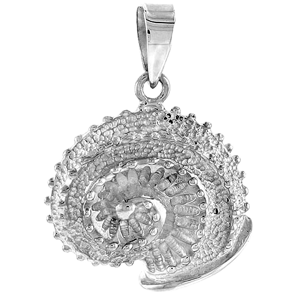 Sterling Silver Sea Snail Pendant Flawless Quality, 3/4 inch wide