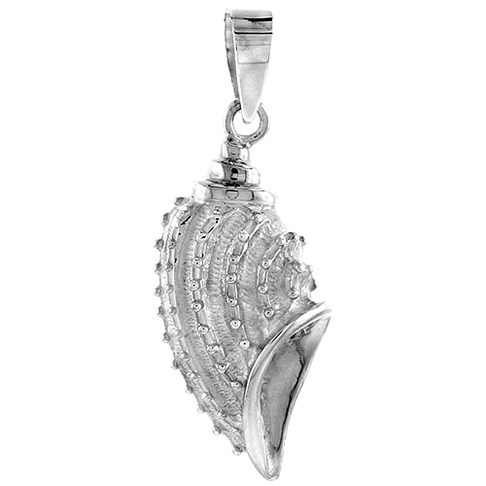 Sterling Silver Conch Seashell Pendant Flawless Quality, 1 inch wide