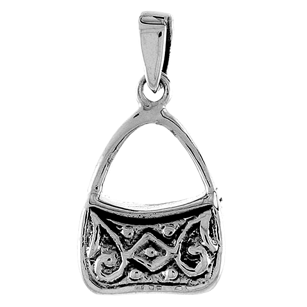 Sterling Silver Purse Pendant, 3/4 inch wide