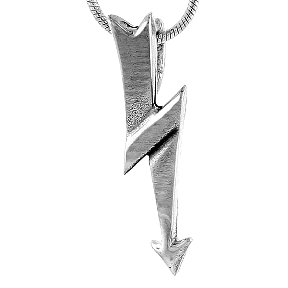 Sterling Silver Lightning Bolt Pendant, 1 inch wide